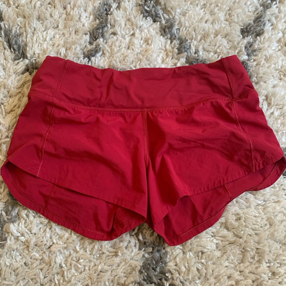 Red Lululemon Speed Up Shorts
